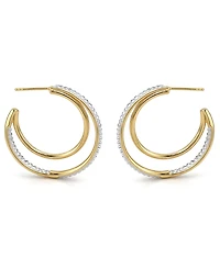And Now This Crystal Double Row C Hoop Post Earrings