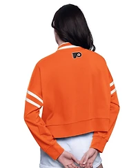Starter Women's Orange Philadelphia Flyers Power Play Cropped Pullover Sweatshirt