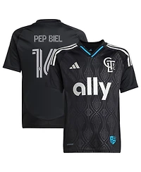 Adidas Big Boys and Girls Pep Biel Black Charlotte Fc 2025 Fortress Kit Replica Jersey
