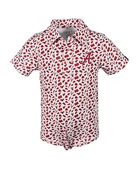 Garb Baby Boys and Girls Crimson Alabama Tide Tom Allover Print Performance Polo Bodysuit