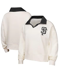 Outerstuff Big Girls White San Francisco Giants Ballpark Hit Collared V-Neck Pullover Sweatshirt