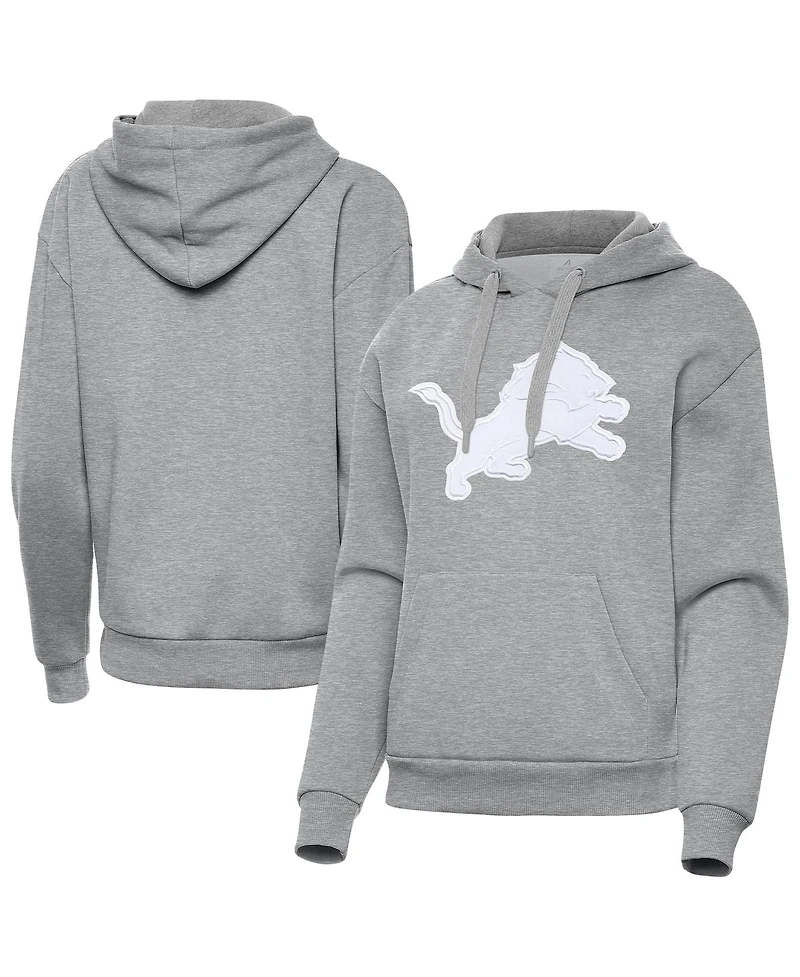 Antigua Women's Heather Gray Detroit Lions Victory Pullover Hoodie
