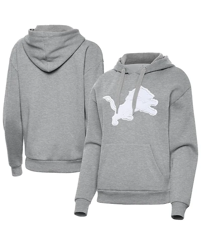 Antigua Women's Heather Gray Detroit Lions Victory Pullover Hoodie