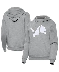 Antigua Women's Heather Gray Detroit Lions Victory Pullover Hoodie