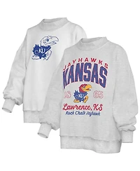 Pressbox Women's Heather Gray Kansas Jayhawks Reversible Sweatshirt