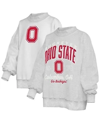 Pressbox Women's Heather Gray Ohio State Buckeyes Reversible Sweatshirt