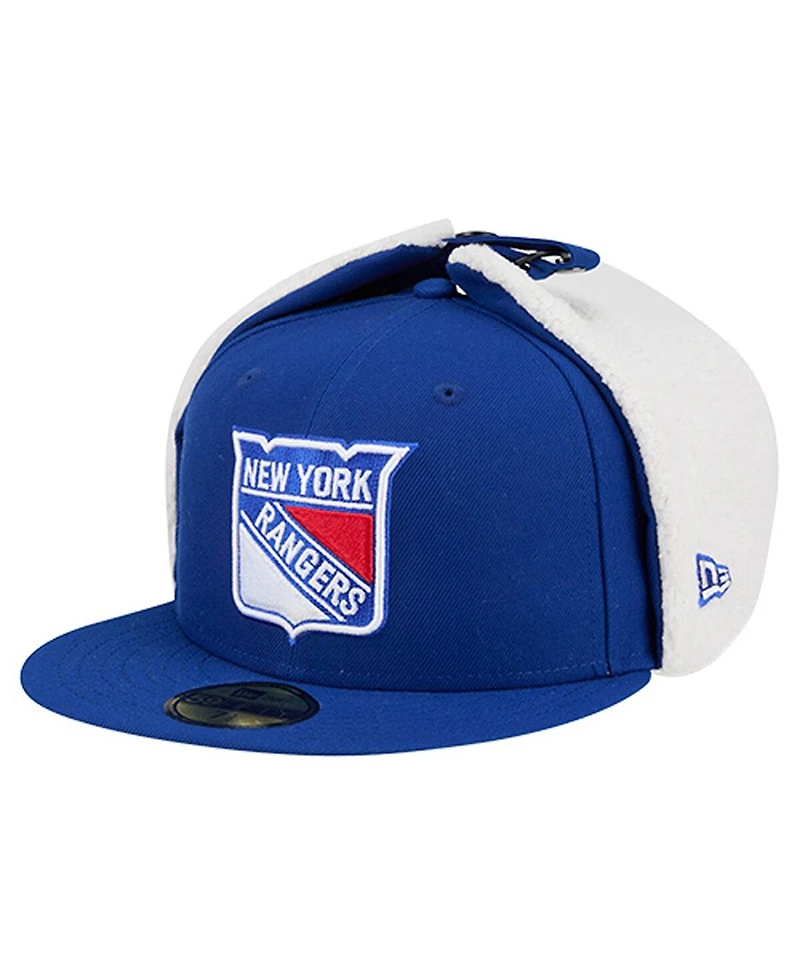 New Era Men's Blue York Rangers Injection Dog Ear Classic Fitted Hat