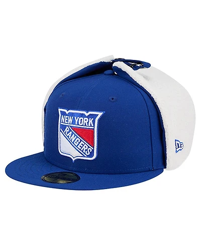 New Era Men's Blue York Rangers Injection Dog Ear Classic Fitted Hat