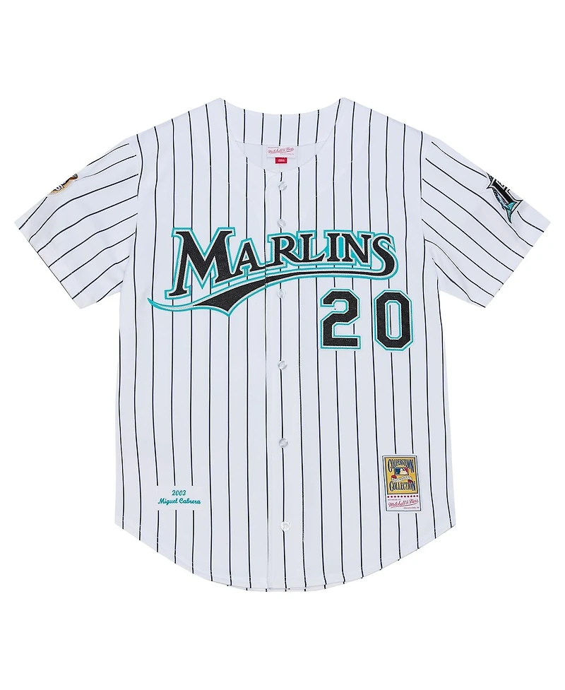 Mitchell & Ness Men's Miguel Cabrera White Florida Marlins 2003 Cooperstown Collection Authentic Jersey