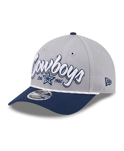 New Era Men's Gray Dallas Cowboys Team Loyal A-Frame 9FORTY Adjustable Hat