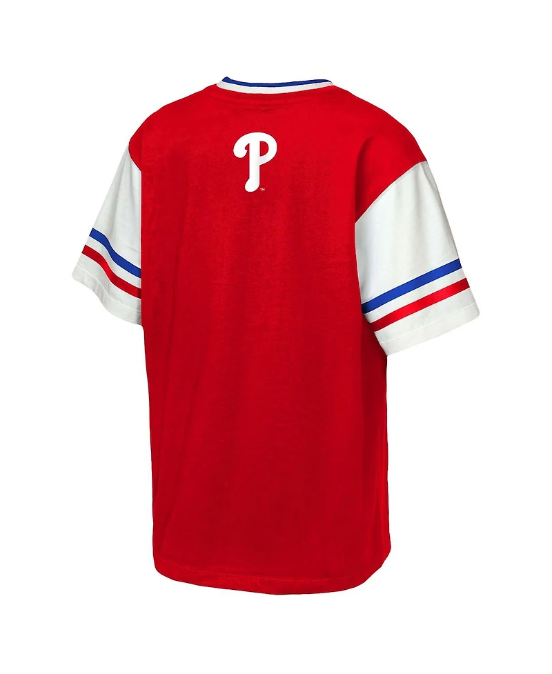 Outerstuff Big Boys and Girls Red Philadelphia Phillies League Base Runner Ringer T-Shirt