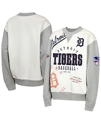 Outerstuff Big Boys and Girls Cream/Gray Detroit Tigers League Power Hit Fleece Sweatshirt