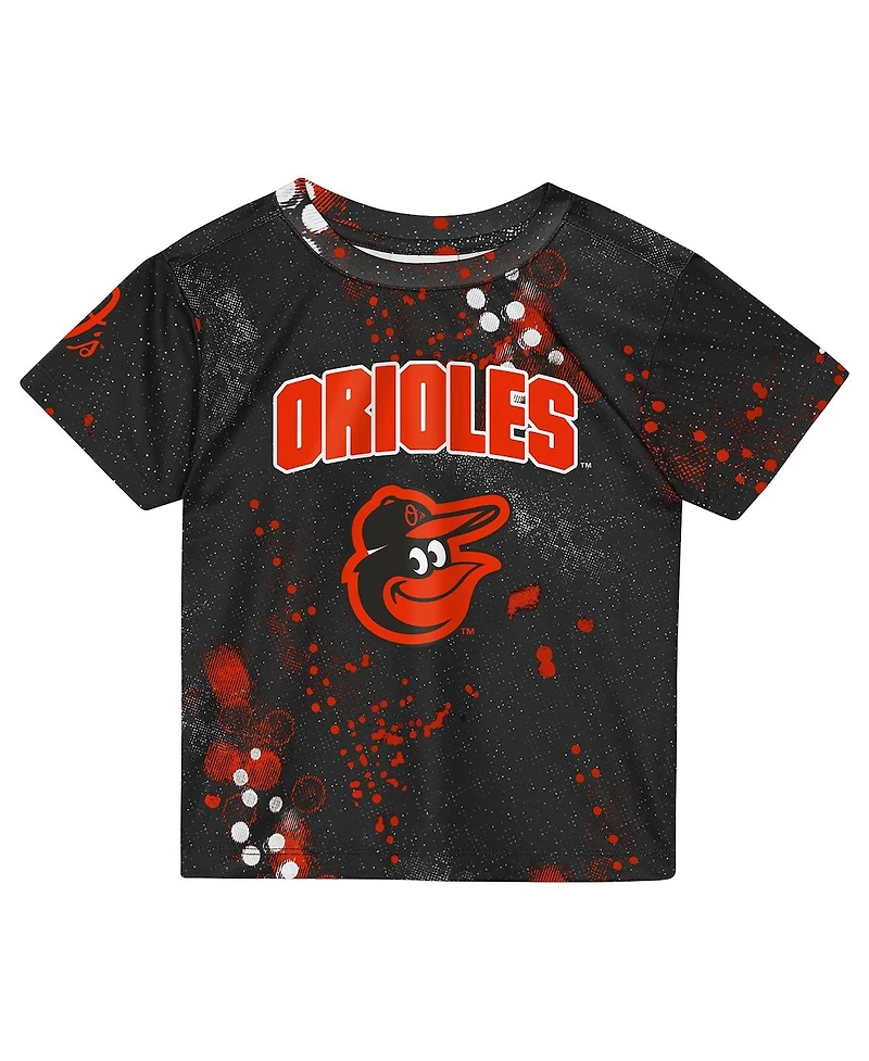 Outerstuff Preschool Black Baltimore Orioles Pinch Hitter Infielder T-Shirt and Shorts Set