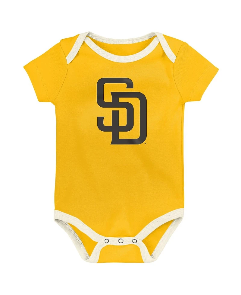 Outerstuff Baby Boys and Girls 3-Pack San Diego Padres Home Team Bodysuit Set