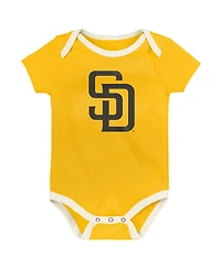 Outerstuff Baby Boys and Girls 3-Pack San Diego Padres Home Team Bodysuit Set