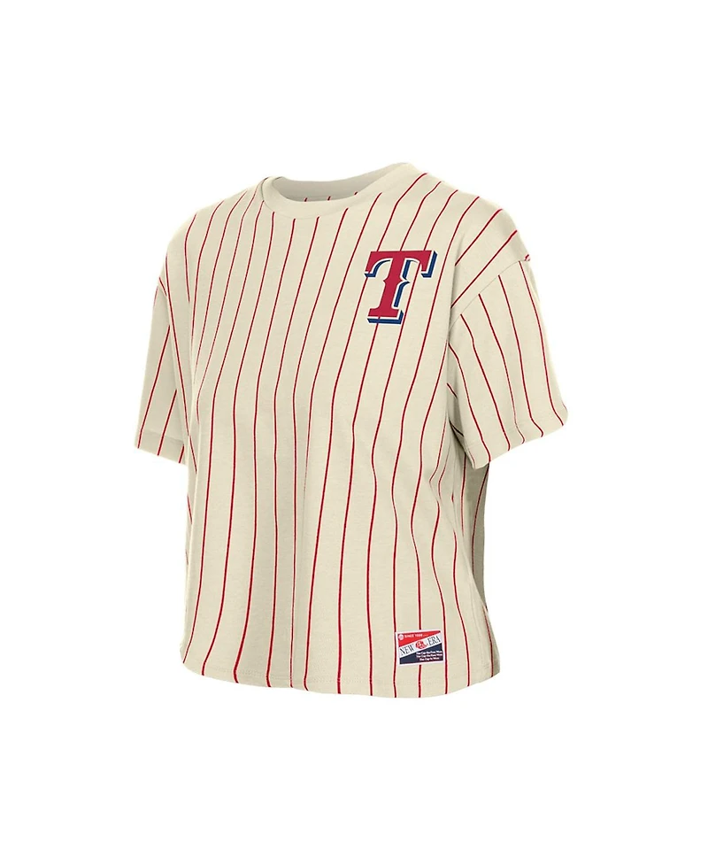 New Era Women's Cream Texas Rangers Throwback Boxy T-Shirt