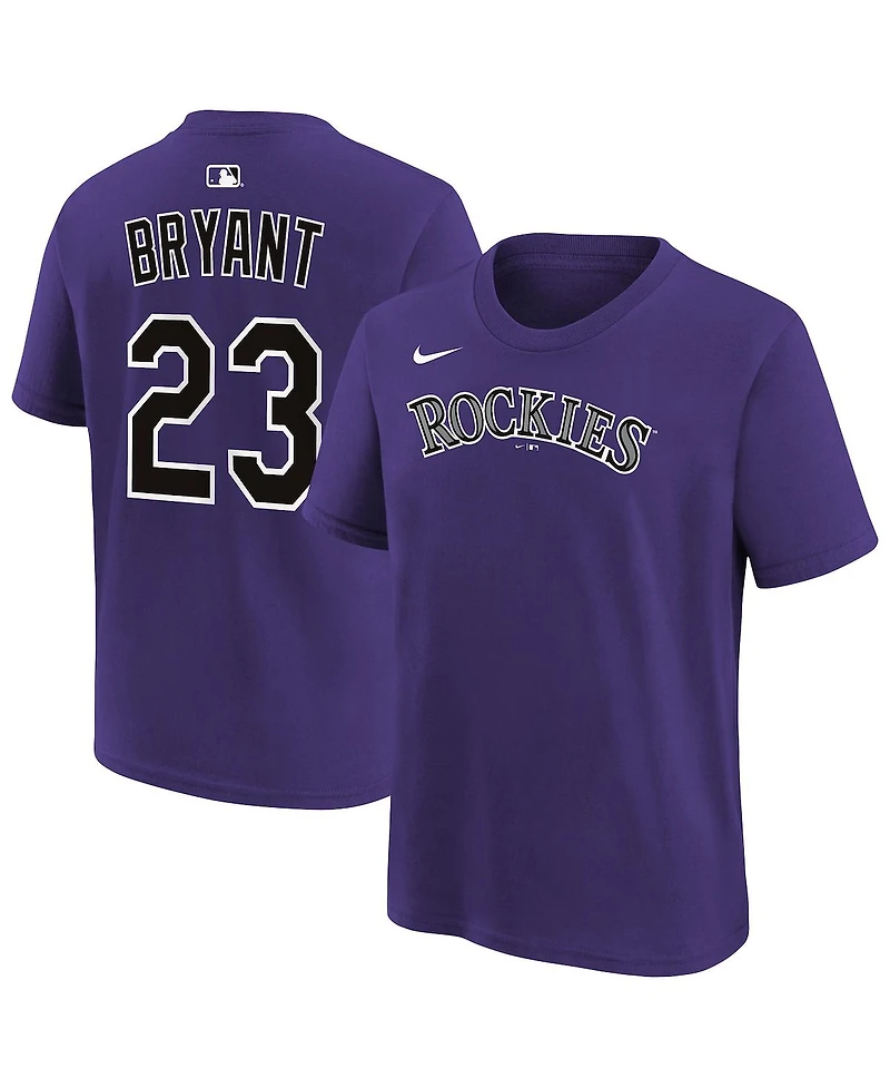 Nike Big Boys and Girls Kris Bryant Purple Colorado Rockies Name & Number T-Shirt
