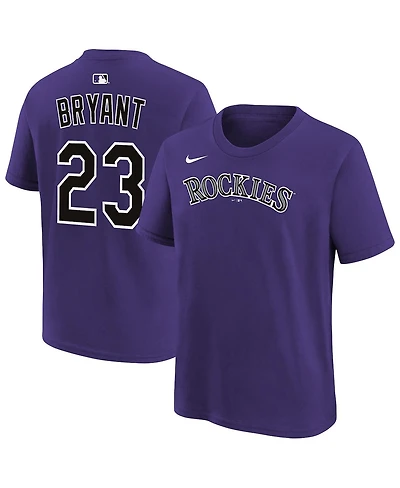Nike Big Boys and Girls Kris Bryant Purple Colorado Rockies Name & Number T-Shirt