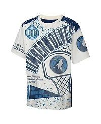 Outerstuff Big Boys and Girls Cream Minnesota Timberwolves Top Player All-Over-Print T-Shirt