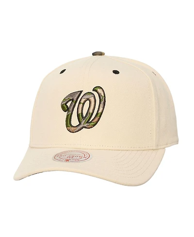 Mitchell & Ness Men's and Women's Cream Washington Nationals Camo Logo Pro Crown Snapback Hat