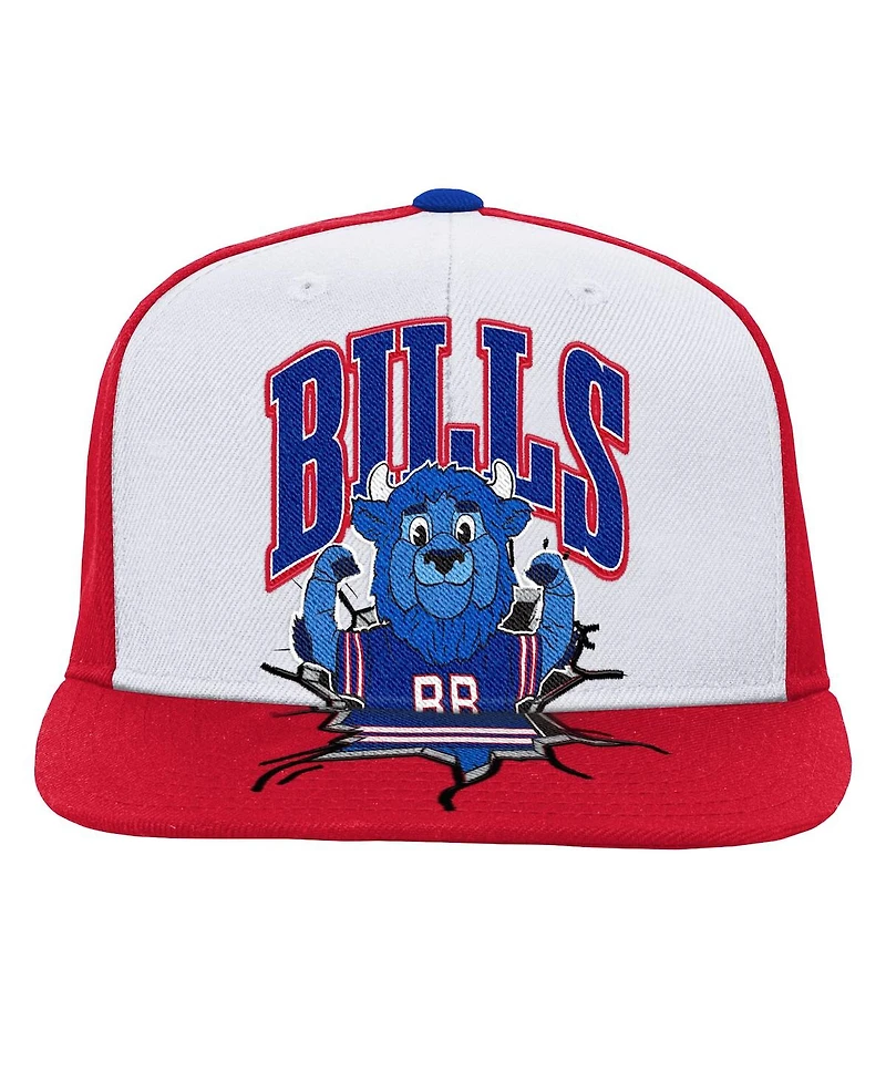 Mitchell & Ness Big Boys and Girls White Buffalo Bills Team Mascot Snapback Hat