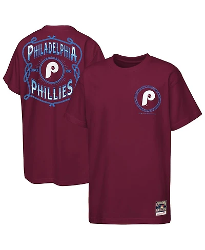 Mitchell & Ness Big Boys and Girls Burgundy Philadelphia Phillies Cooperstown Rodeo Rope T-Shirt