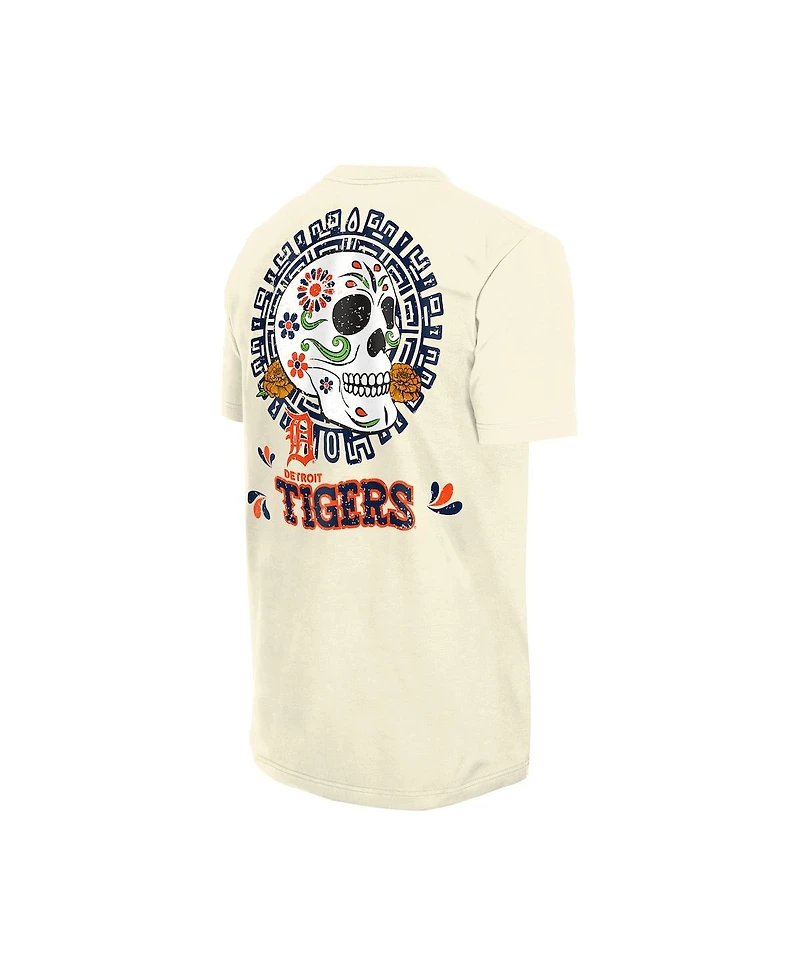 New Era Men's Natural Detroit Tigers Dia de los Muertos Sugar Skull T-Shirt