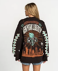 The Wild Collective Men's and Women's Anthracite New York Liberty Oversized Button-Up Jacquard Cardigan
