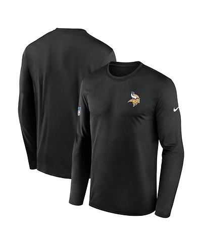 Nike Men's Black Minnesota Vikings Sideline Small Logo Legend Dri-fit Long Sleeve T-Shirt