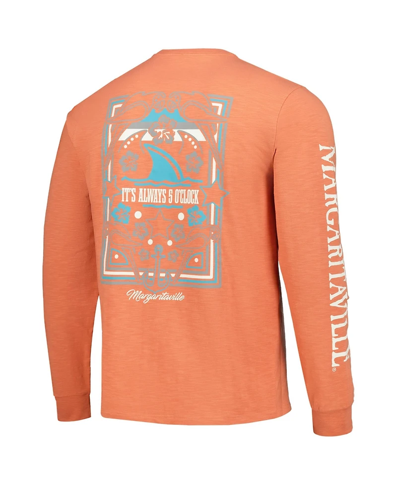 Margaritaville Men's Coral Cleveland Browns Five O'clock Henley Long Sleeve T-Shirt