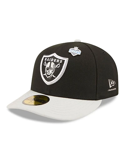 New Era Men's Black/Silver Las Vegas Raiders 2026 Nfl Draft Pre-Curved 59FIFTY Fitted Hat