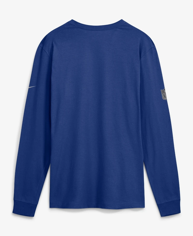 Nike Men's Royal New York Giants Sideline Bold Arch Star Dri-fit Long Sleeve T-Shirt