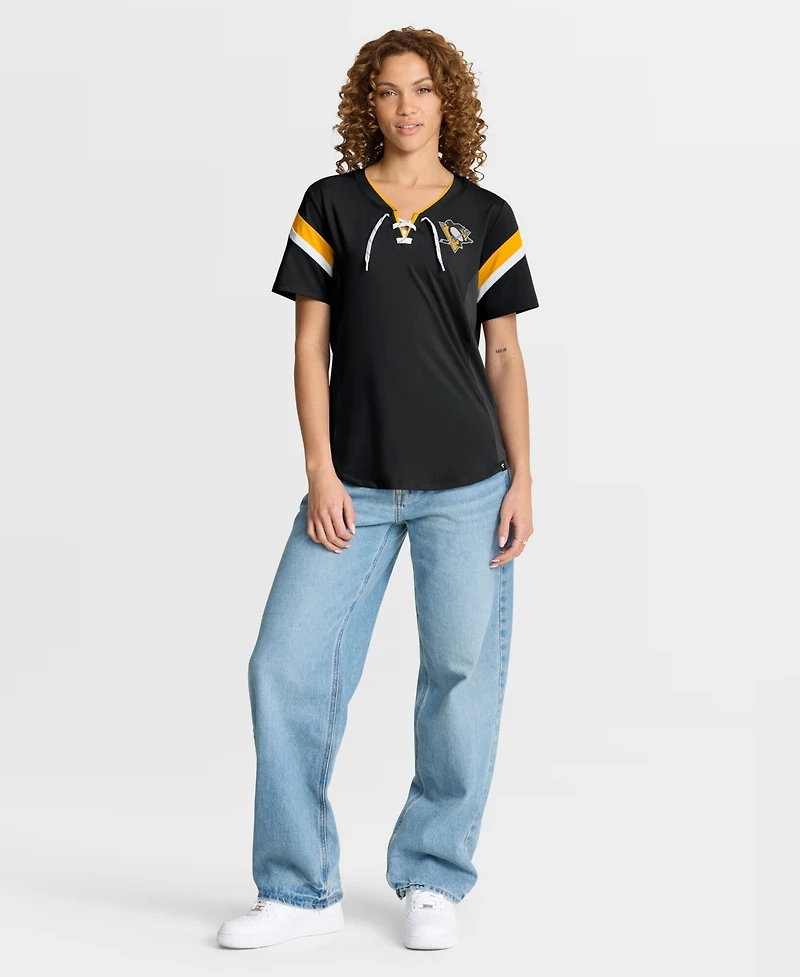 Fanatics Women's Black Pittsburgh Penguins Offside Athena T-Shirt