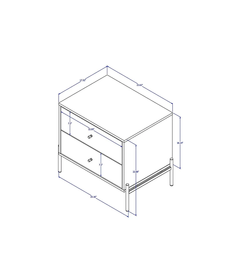 Manhattan Comfort Jasper 2-Piece 25" 2-Drawer Nightstands