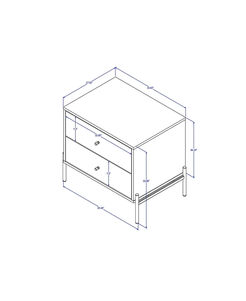 Manhattan Comfort Jasper 2-Piece 25" 2-Drawer Nightstands