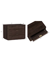 Manhattan Comfort Evelyn 2-Piece 32" 3-Drawer Nightstands