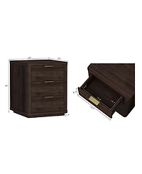 Manhattan Comfort Evelyn 2-Piece 20" 3-Drawer Nightstands