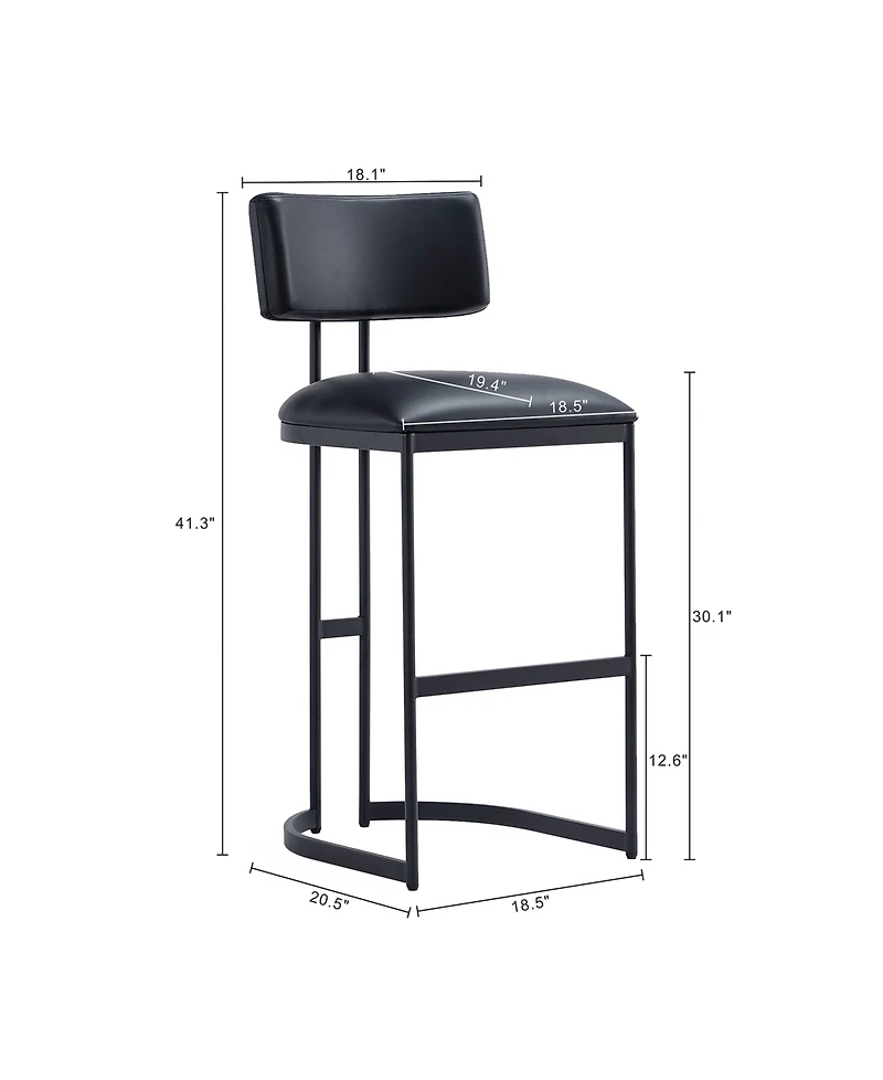 Manhattan Comfort Juno 18.5" Faux Leather Upholstered Metal Barstool