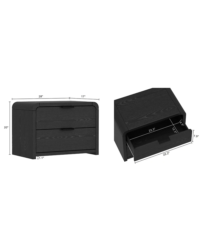 Manhattan Comfort Grace 2-Piece 28" 2-Drawer Nightstands
