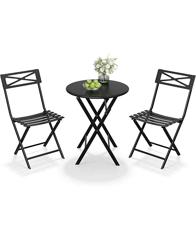 gaomon 3Pieces Bistro Set, Outdoor/Indoor Folding Patio Furniture Space Saving Design, Outdoor Table and Chairs Set for