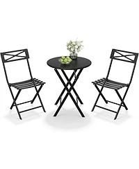 gaomon 3Pieces Bistro Set, Outdoor/Indoor Folding Patio Furniture Space Saving Design, Outdoor Table and Chairs Set for