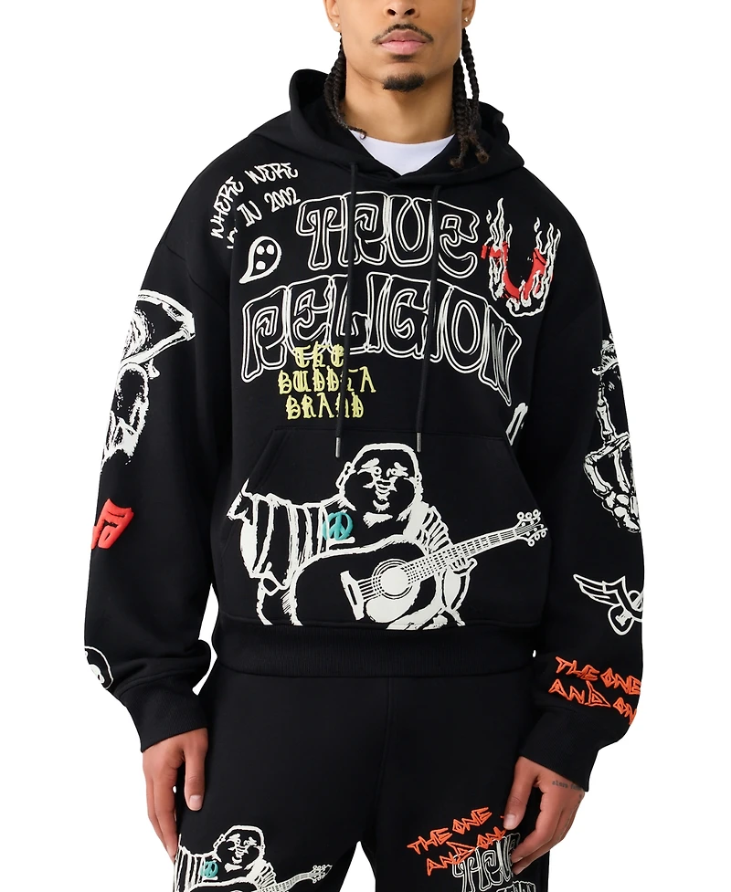 True Religion Men's Oversized Loose-Fit Hoodie Sweatshirt