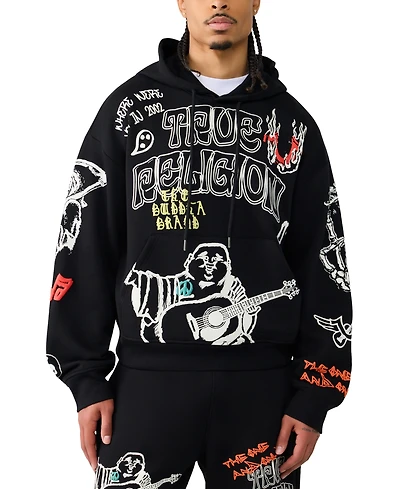 True Religion Men's Oversized Loose-Fit Hoodie Sweatshirt