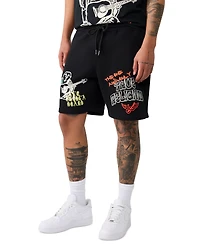 True Religion Men's Sloth Guitar Graphic Lightweight Shorts
