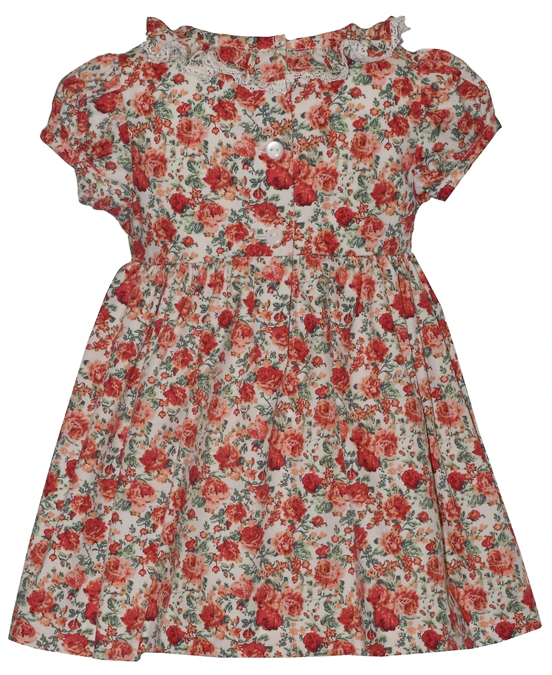 Bonnie Baby Girls' Smocked Roses Short-Sleeve Dress