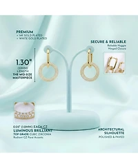 Rachel Glauber Modern Round & Oval Fusion Paved Cz Drop Hoop Earrings