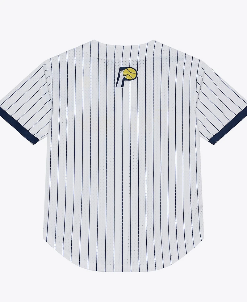 Mitchell & Ness Men's White Indiana Pacers Head Coach Pinstripe Mesh Full-Button Baseball Jersey