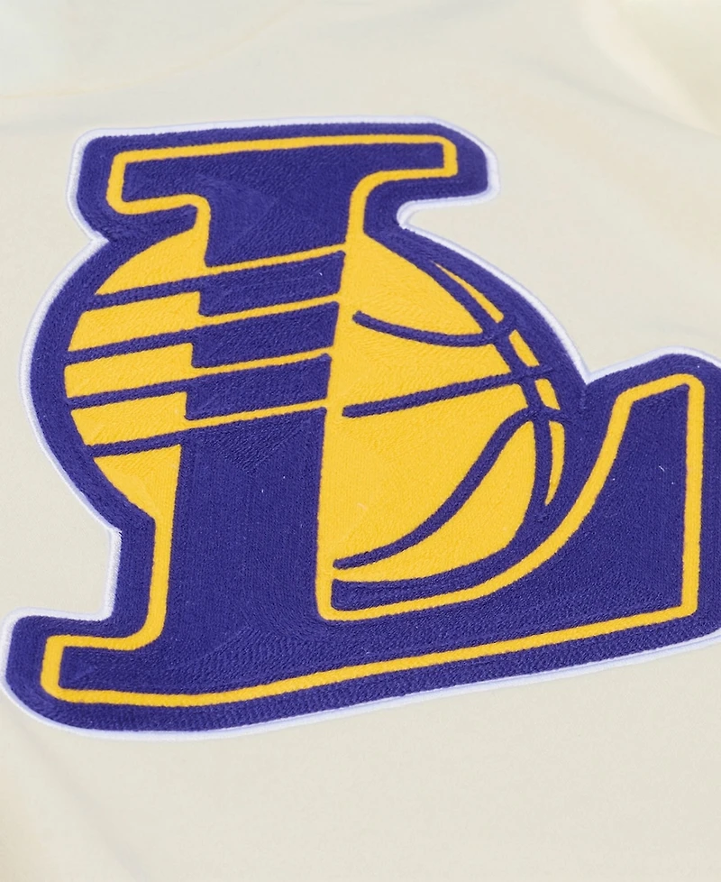 Mitchell & Ness Men's Cream Los Angeles Lakers Hardwood Classics Chainstitch Premium Fleece Hoodie