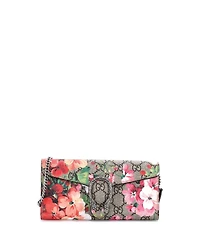 Pre-Owned Gucci Long Dionysus Chain Wallet Blooms Print Gg Coated Canvas