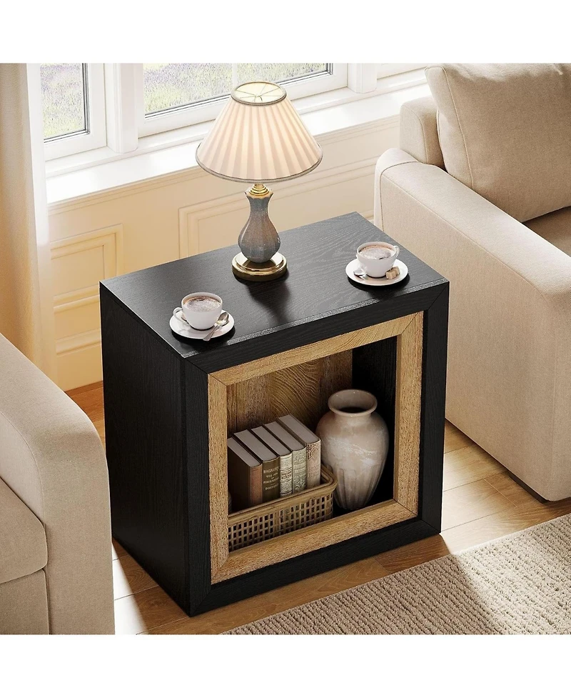 Slickblue Living Room Modern End Table with Geometric Frame Design